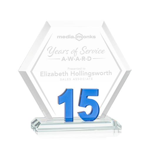 Recognition Awards - Crystal Awards - Riviera Anniversary Award No 15 - Blue