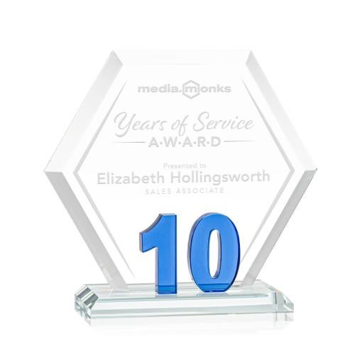 Recognition Awards - Crystal Awards - Riviera Anniversary Award No 10 - Blue