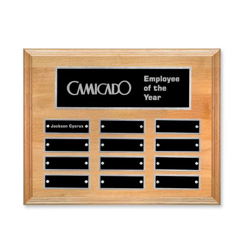 Recognition Awards - Shop by Recipient - Employee of the Month - Erindate (Horiz) Perpetual Plaque - Red Alder/Silver