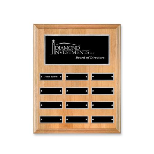 Plaque Awards - Perpetual Plaques - Erindate (Vert) Perpetual Plaque - Red Alder/Silver