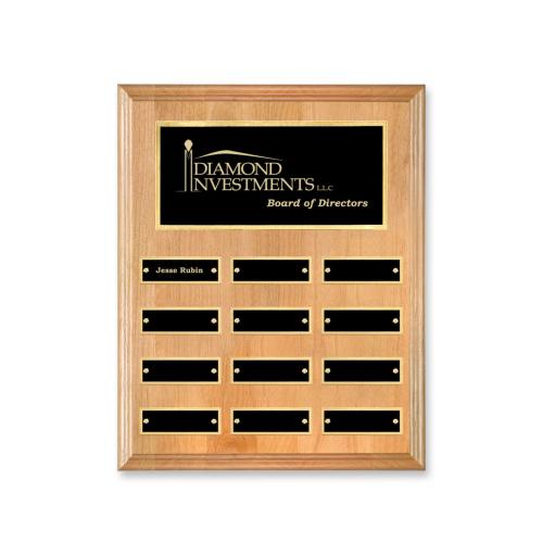 Plaque Awards - Perpetual Plaques - Erindale (Vert) Perpetual Plaque - Red Alder/Gold