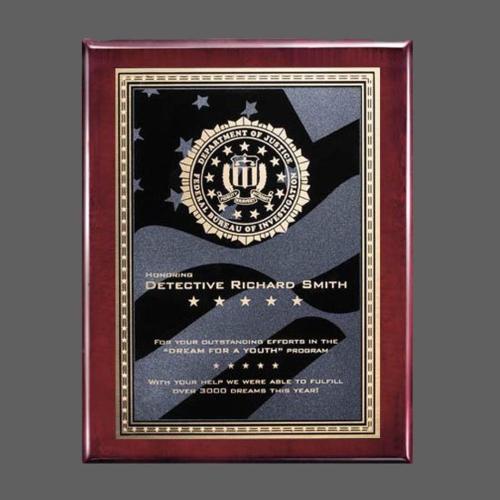 Plaque Awards - Retirement Plaques - Oakleigh/Stars & Stripes Plaque - Rosewood 