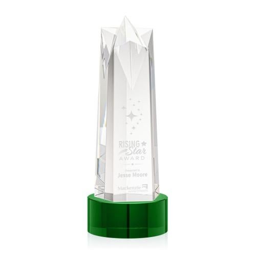 Recognition Awards - Crystal Awards - Ellesmere Star on Marvel Base - Green