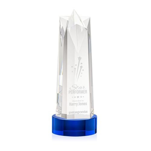 Recognition Awards - Crystal Awards - Ellesmere Star on Stanrich Base - Blue