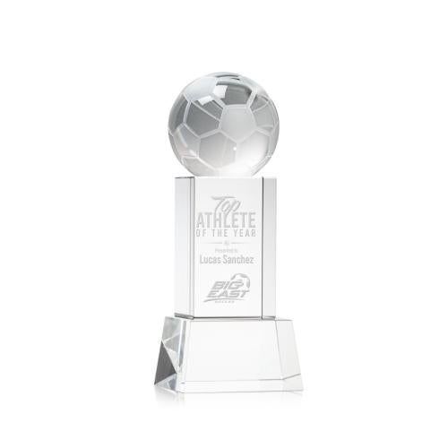 Recognition Awards - Crystal Awards - Soccer Ball Award on Belcroft Base - Clear