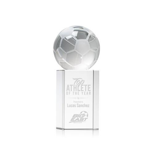 Recognition Awards - Crystal Awards - Soccer Ball Award on Dakota Base
