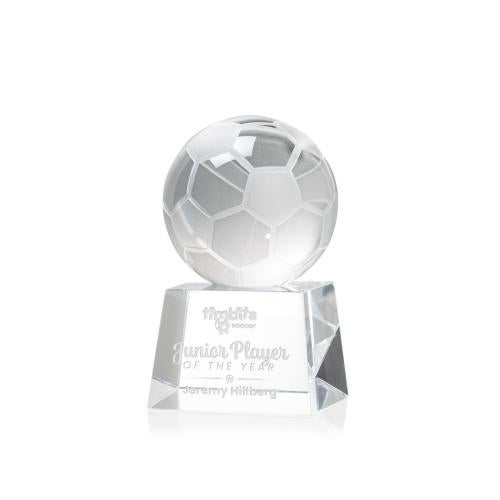 Recognition Awards - Crystal Awards - Soccer Ball Award on Robson Base
