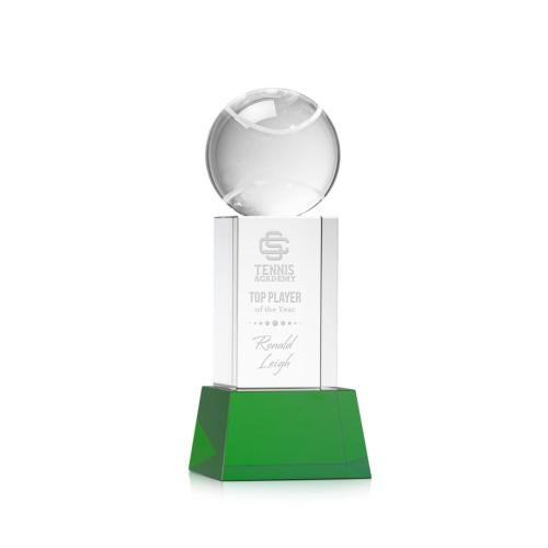 Recognition Awards - Crystal Awards - Tennis Ball Award on Belcroft Base - Green