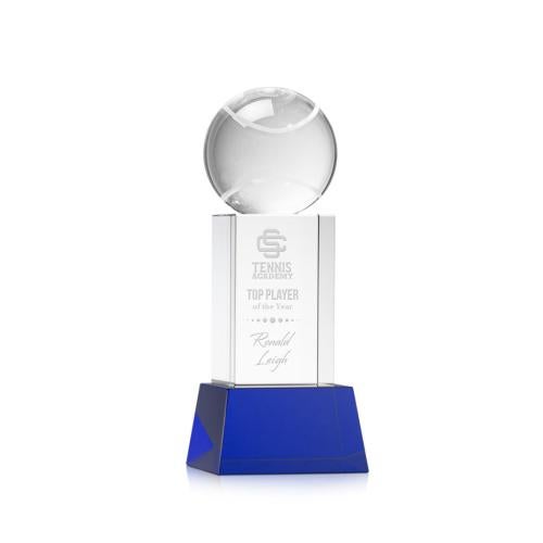 Recognition Awards - Crystal Awards - Tennis Ball Award on Belcroft Base - Blue