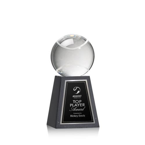 Recognition Awards - Crystal Awards - Tennis Ball Award on Tall Marble Base