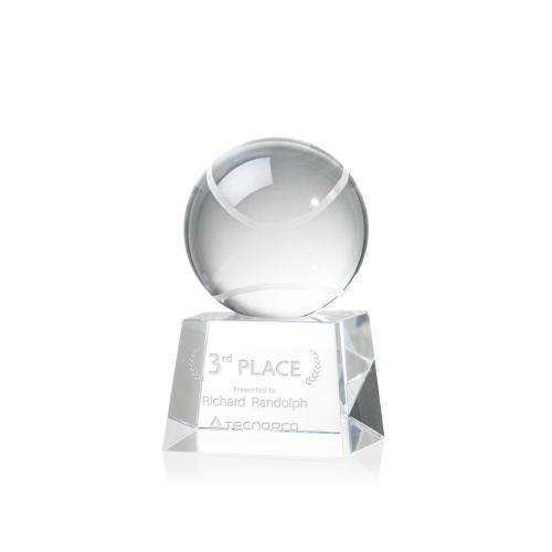 Recognition Awards - Crystal Awards - Tennis Ball Award on Robson Base 
