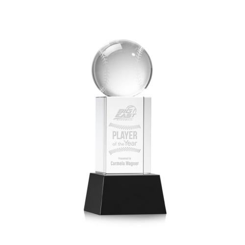 Recognition Awards - Crystal Awards - Baseball Award on Belcroft Base - Black