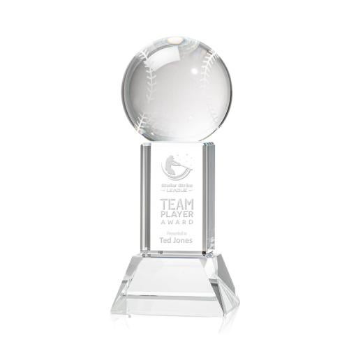 Recognition Awards - Crystal Awards - Baseball Award on Stowe Base - Clear