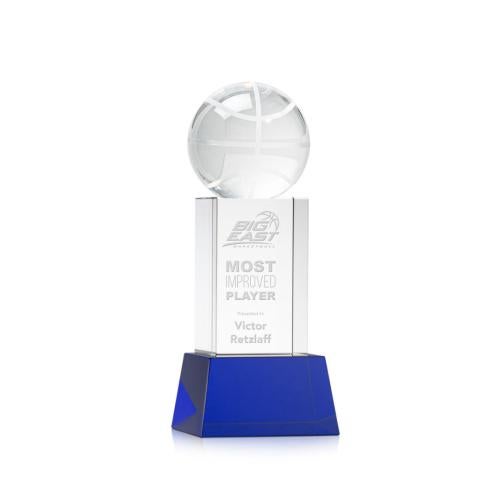 Recognition Awards - Crystal Awards - Basketball Award on Belcroft Base - Blue