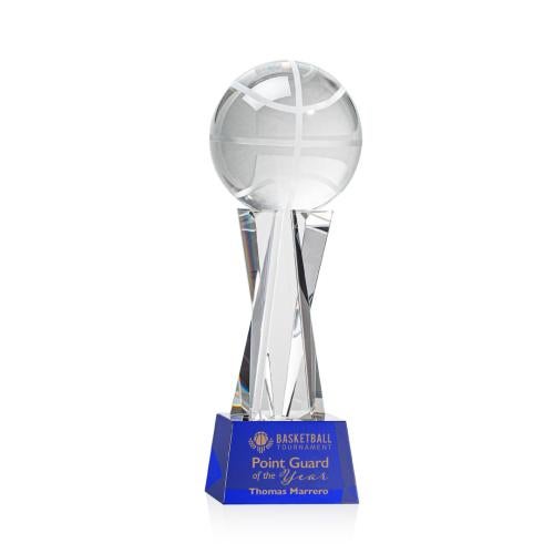 Recognition Awards - Crystal Awards - Basketball Award on Grafton Base - Blue