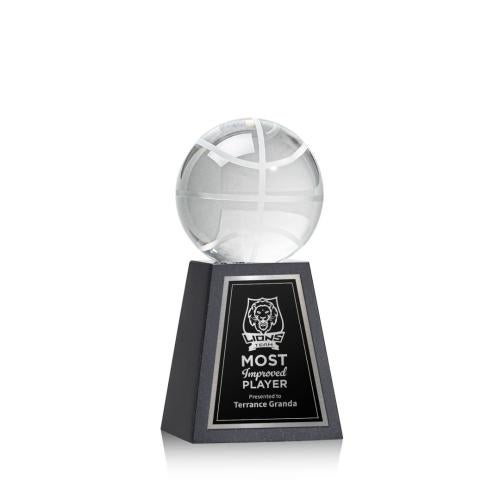 Recognition Awards - Crystal Awards - Basketball Award on Tall Marble Base