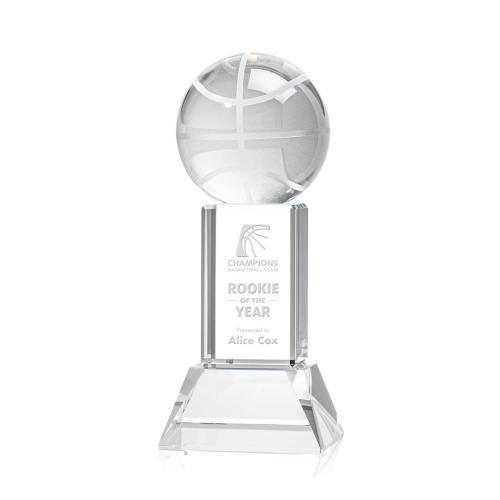 Recognition Awards - Crystal Awards - Basketball Award on Stowe Base - Clear