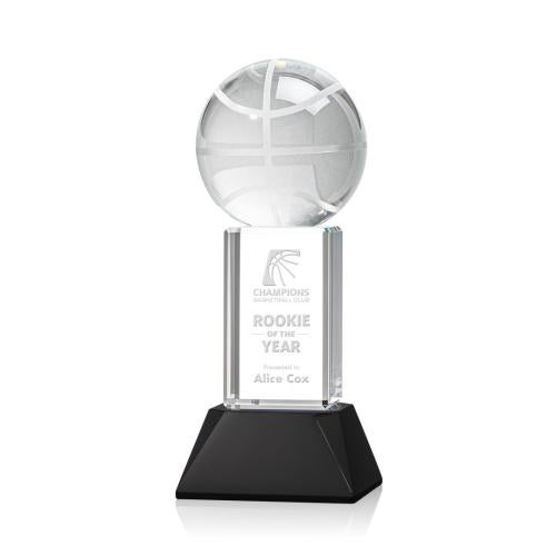 Recognition Awards - Crystal Awards - Basketball Award on Stowe Base - Black