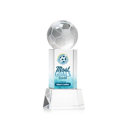 Recognition Awards - Crystal Awards - Soccer Ball VividPrint™ Award on Belcroft - Clear