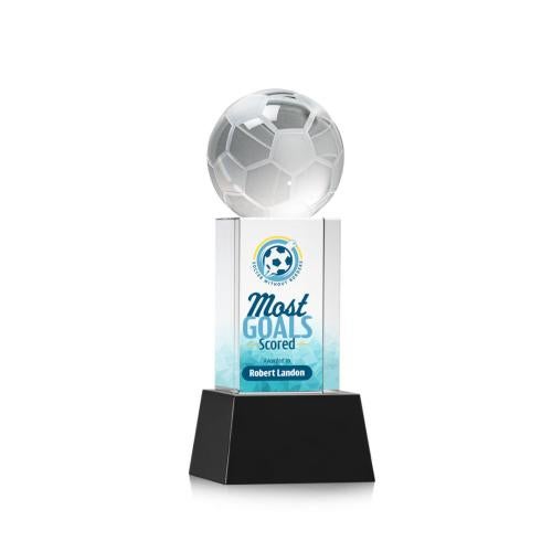 Recognition Awards - Crystal Awards - Soccer Ball VividPrint™ Award on Belcroft - Black