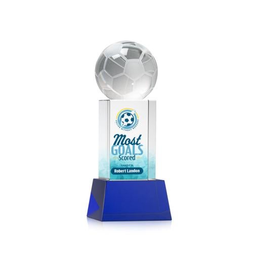 Recognition Awards - Crystal Awards - Soccer Ball VividPrint™ Award on Belcroft - Blue
