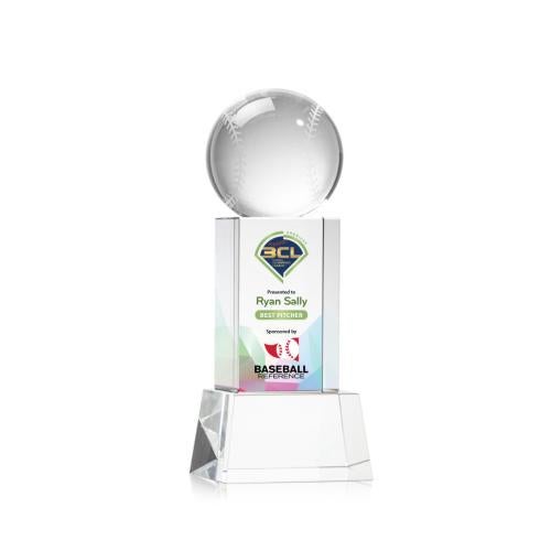 Recognition Awards - Crystal Awards - Baseball VividPrint™ Award on Belcroft - Clear 