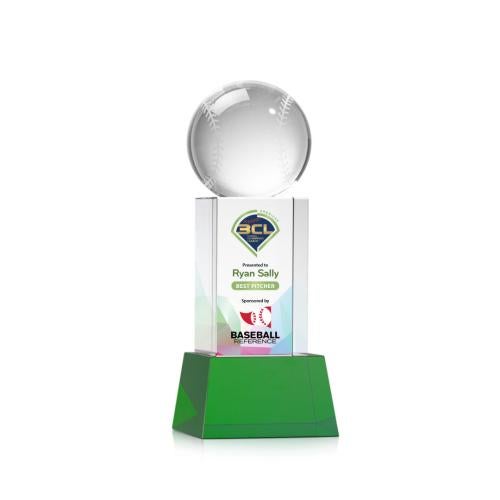 Recognition Awards - Crystal Awards - Baseball VividPrint™ Award on Belcroft - Green