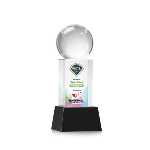 Recognition Awards - Crystal Awards - Baseball VividPrint™ Award on Belcroft - Black