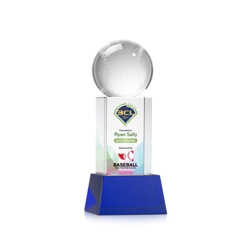 Recognition Awards - Crystal Awards - Baseball VividPrint™ Award on Belcroft - Blue