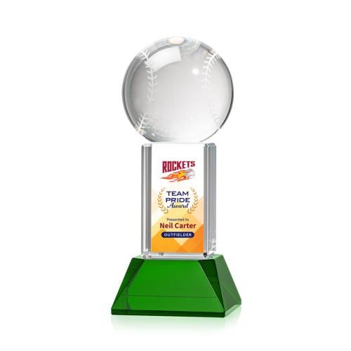 Recognition Awards - Crystal Awards - Baseball VividPrint™ Award on Stowe - Green