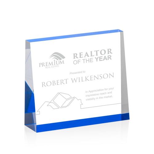 Recognition Awards - Acrylic Awards - Lansing Award - Blue (Horiz)