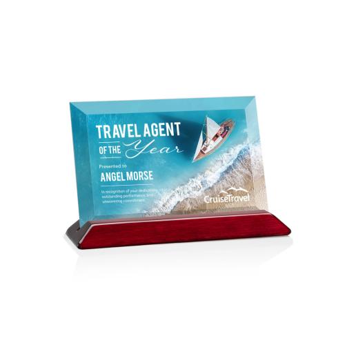Recognition Awards - Crystal Awards - Embassy VividPrint™ Award - Starfire/Rosewood (Horiz)