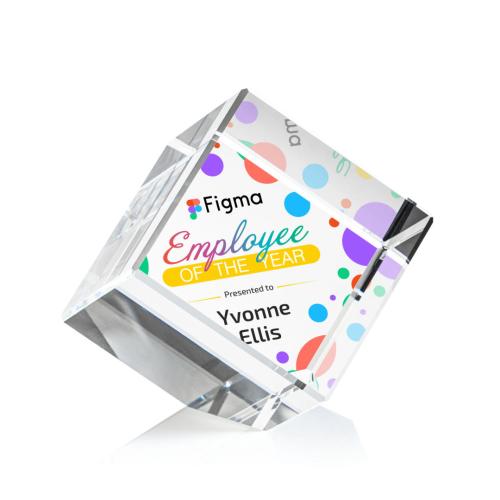 Recognition Awards - Crystal Awards - Burrill Corner Cube VividPrint™ Award