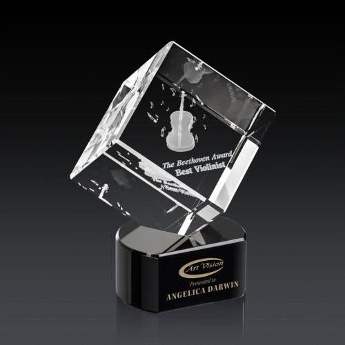 Recognition Awards - Crystal Awards - Burrill 3D Award on Paragon Base - Black