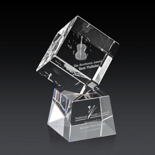 Recognition Awards - Crystal Awards - Burrill 3D Award on Robson Base - Clear
