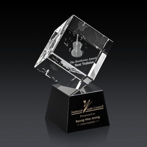 Recognition Awards - Crystal Awards - Burrill 3D Award on Robson Base - Black