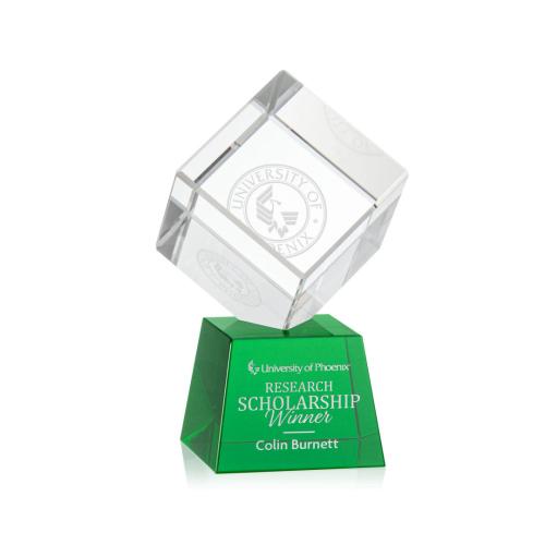 Recognition Awards - Crystal Awards - Burrill Award on Robson Base - Green