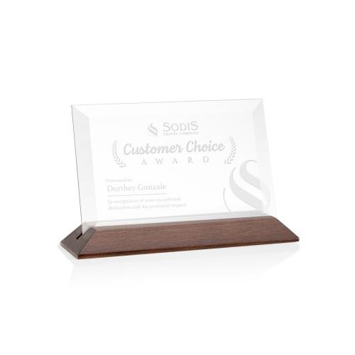 Recognition Awards - Crystal Awards - Embassy Award - Starfire/Walnut (Horiz)