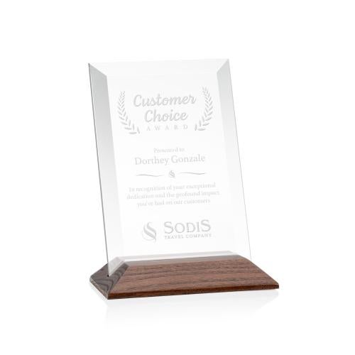 Recognition Awards - Crystal Awards - Embassy Award - Starfire/Walnut (Vert)