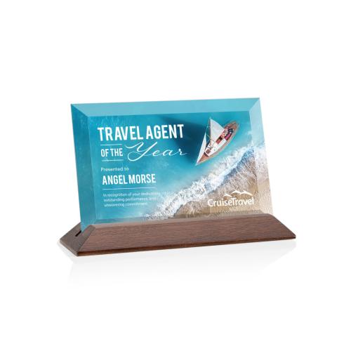 Recognition Awards - Crystal Awards - Embassy VividPrint&trade; Award - Starfire/Walnut (Horiz)