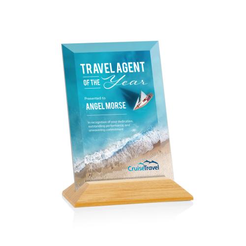 Recognition Awards - Crystal Awards - Embassy VividPrint™ Award - Starfire/Bamboo (Vert)