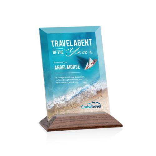 Recognition Awards - Crystal Awards - Embassy VividPrint™ Award - Starfire/Walnut (Vert)