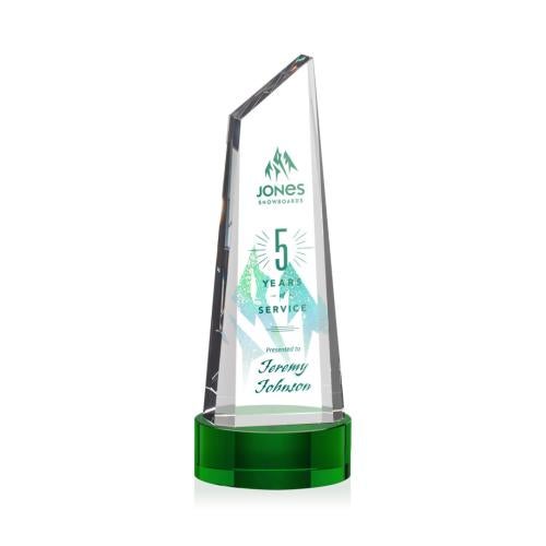 Recognition Awards - Crystal Awards - Akron VividPrint&trade; Award on Base - Green
