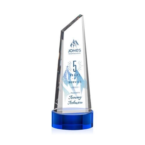 Recognition Awards - Crystal Awards - Akron VividPrint™ Award on Base - Blue