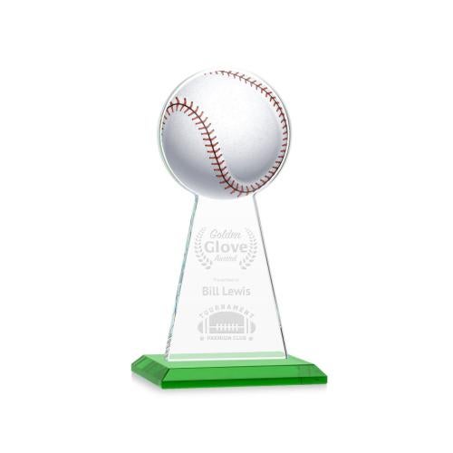 Recognition Awards - Crystal Awards - Edenwood Baseball Award - Green