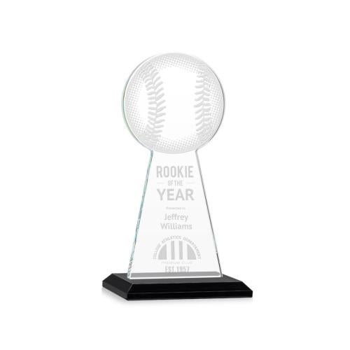 Recognition Awards - Crystal Awards - Edenwood Baseball Award - Black