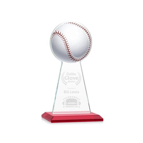 Recognition Awards - Crystal Awards - Edenwood Baseball VividPrint/Etch Award - Red
