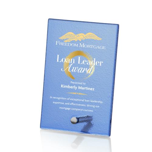 Recognition Awards - Glass Awards - Atchison Blue Rectangle VividPrint&trade; Award - Silver