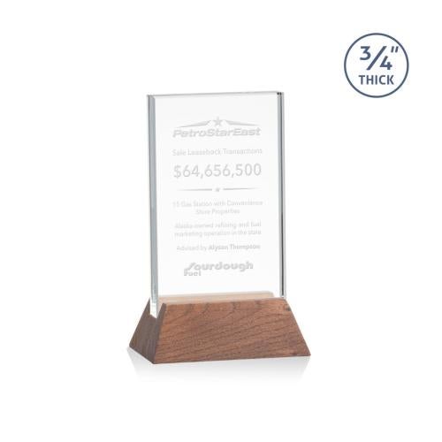 Recognition Awards - Crystal Awards - Walkerton Award - Starfire/Walnut (Vert)