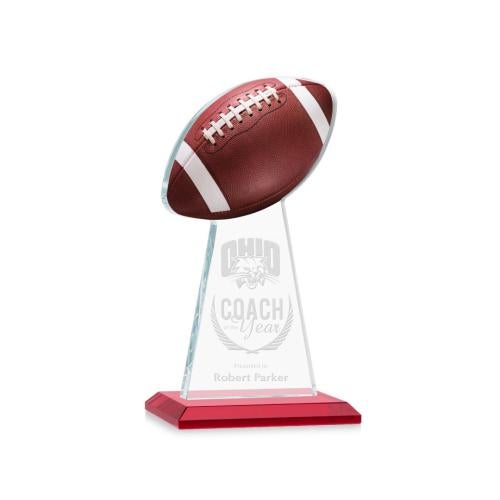 Recognition Awards - Crystal Awards - Edenwood Football Award - Red